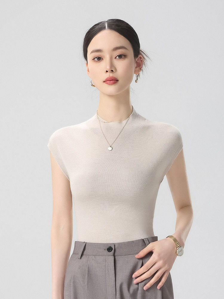 简约时尚无袖女士春季新款宽松遮肚百搭坎肩打底背心,针织衫/毛衣,清联羊绒