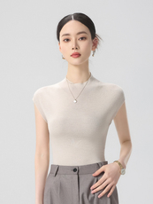 简约时尚无袖女士春季新款宽松遮肚百搭坎肩打底背心，女装针织衫/毛衣，清联羊绒