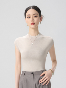 简约时尚无袖女士春季新款宽松遮肚百搭坎肩打底背心图片