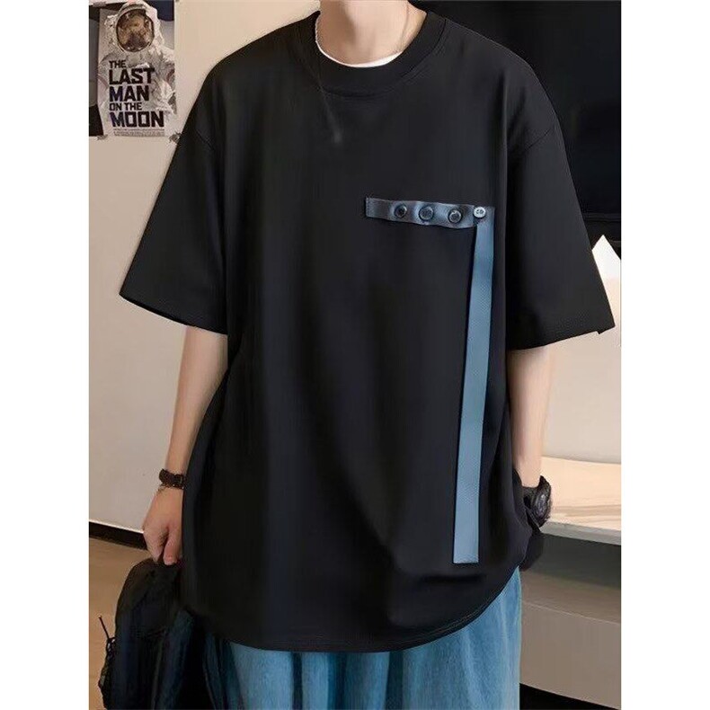 美式复古纽扣短袖t恤男夏季潮牌宽松休闲百搭半袖上衣服ST543-P35,男装T恤,星座412-3