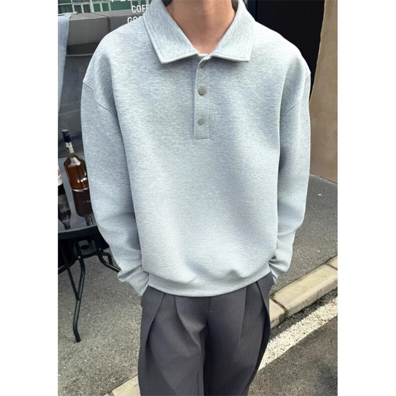 polo卫衣男短款重磅硬挺长袖t恤痞帅高级感打底内搭PC92,男装T恤,星座1116A（原606A-3）