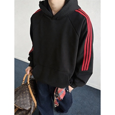 春装新款高品质男女美式高街结构全棉纯色宽松织带连帽卫衣CM23，男装卫衣，电商A486