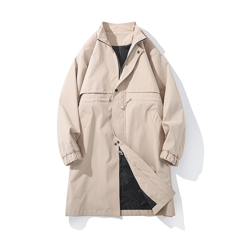 精品大货】风衣男大衣男中长款外套爆景白底卡其F222-P105-控158，男装风衣，星座401