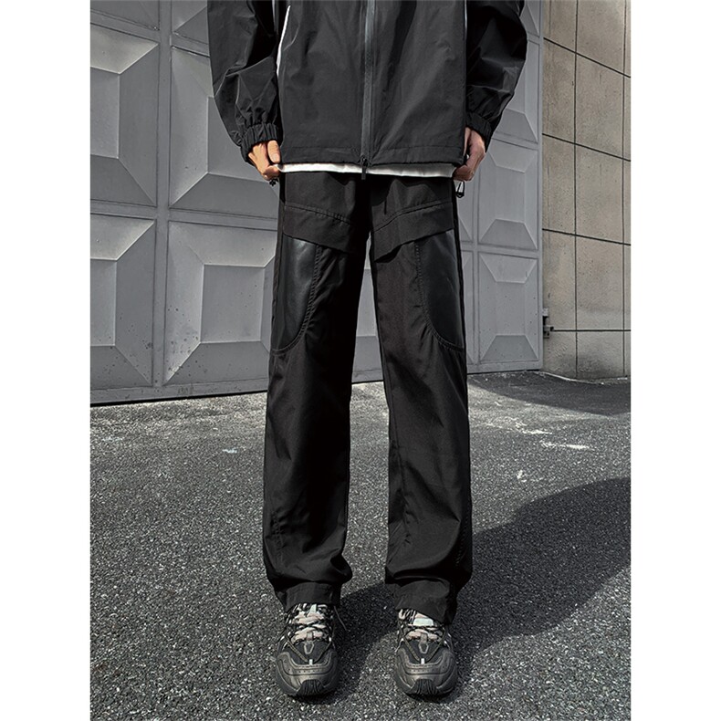 8XL-M拼接PU皮冲锋裤男特大码防风防水登山工装裤KZ016P53加绒63,男装工装外套,电商B312