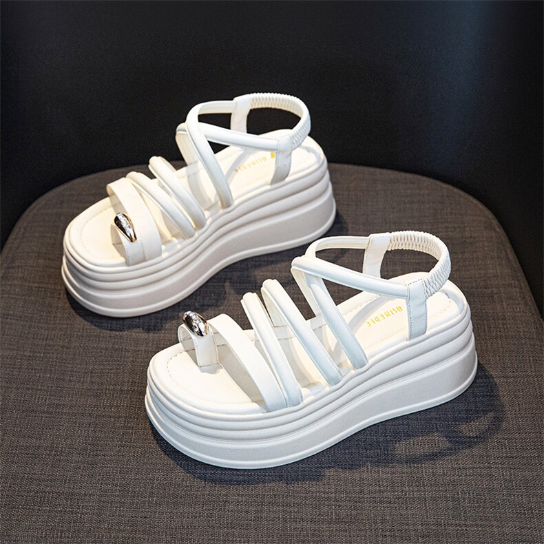 厚底罗马凉鞋女2024夏新款夹趾运动软底女士松糕沙滩鞋，女鞋凉鞋，电商A223