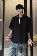 男士夏季冰丝凉感透气短袖衬衫美式青春拼色拼接设计感衬衫T恤，男装衬衫，电商B319