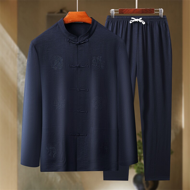 BETZ221钱塘2020-2唐装风中老年男装中老年套装P80，男装中老年男装，钱塘207-2