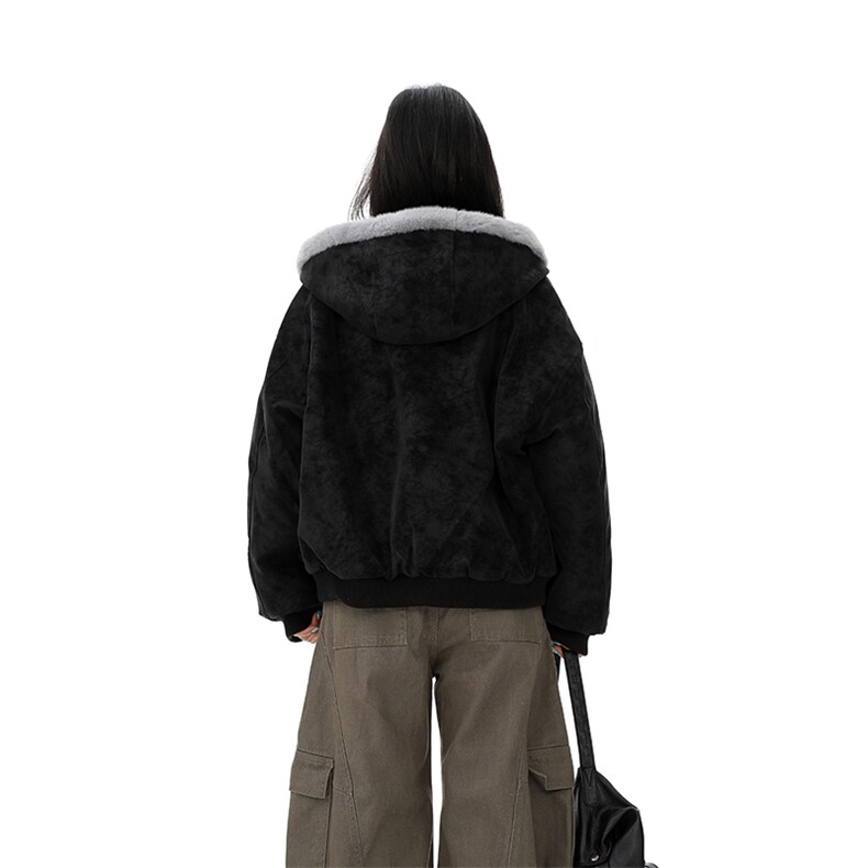 现货高品质美式高街冬季重磅座山雕大毛毛领pu皮棉衣男女加厚外套,男装皮衣,电商A486