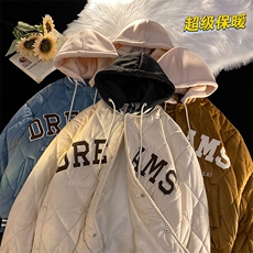 703-MY5802-P95冬季二棉菱格美式贴布绣花丝绒棉衣连帽可拆卸，男装棉衣，星座703