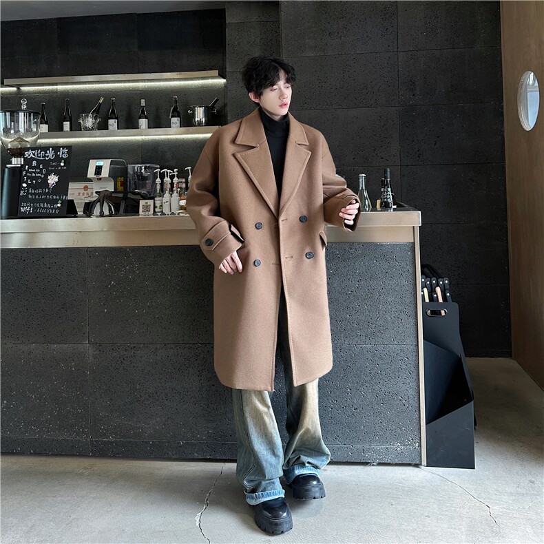 N903TP80高端毛呢外套秋冬高级感美拉德色系英伦风复古大衣，男装毛呢大衣，电商A170