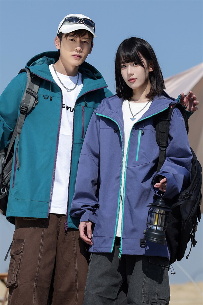 新款男女高品质户外登山服青少年学生冲锋衣夹克外套JK6633-P48,男装夹克,电商B306