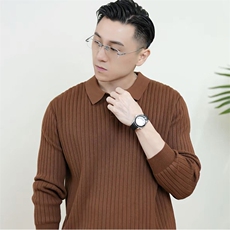 现货纯色翻领毛衣针织衫polo领E41050-P55，男装Polo衫，星座1012-1