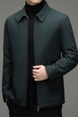 新款冬季白鸭绒羽绒服翻领纯色上衣中年男士加厚保暖外套爸爸装，男装羽绒服，电商B212（原钱塘6029）