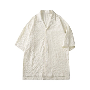 C5029/P40夏季新品西服领衬衫男个性肌理感格纹潮男宽松衬衣上衣图片