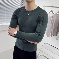 双面绒长袖T恤打底衫男德绒亲肤面料修身纯色圆领D303-520-p35，男装T恤，电商D303