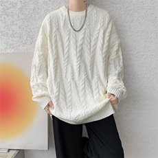 8XL-M麻花毛衣男宽松大码慵懒风情侣圆领针织衫线衣外套MY1512P65，男装针织衫/毛衣，电商B238