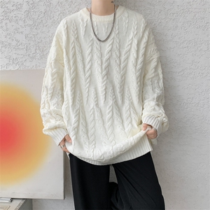 8XL-M麻花毛衣男宽松大码慵懒风情侣圆领针织衫线衣外套MY1512P65图片