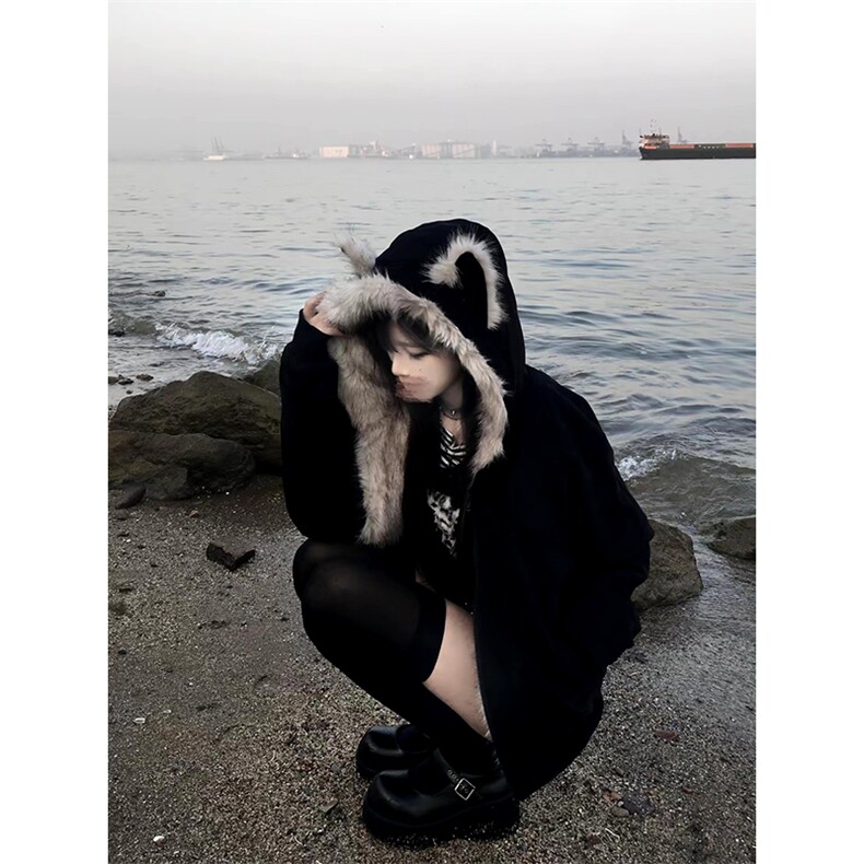 现货重磅硬挺boxy羽绒棉衣座山雕猫耳大毛毛领麂皮棉服冬外套,男装棉衣,电商A486