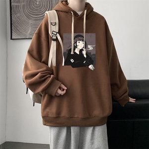 WY2122-P35 纯棉连帽卫衣男大码运动帽衫宽松薄外套男图片