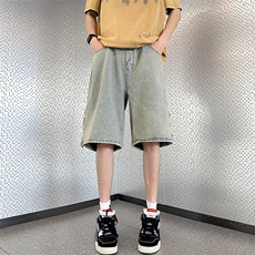 牛仔短裤男夏季薄款潮牌休闲中裤男生美式五分裤子男款N09061-P40，男装牛仔裤，星座308B-1
