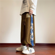 新中式小熊灯芯绒裤子男秋冬大码宽松束脚休闲长裤M-5XLP45控58，男装休闲裤，电商B219B
