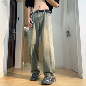 牛仔裤男士韩版潮流高街印花字母2024夏季新款ins长裤RK1664-P47图片