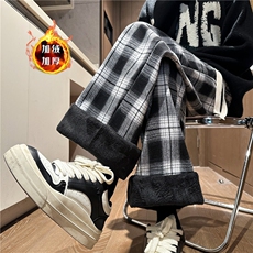 XZ616秋冬加绒加厚黑白肌理感格子休闲长裤TY1088JRP55控78，男装卫衣，星座512A（原616）