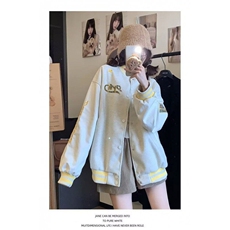美式潮牌棒球服春秋新款撞色刺绣女高街宽松休闲小众夹克外套百搭，男装夹克，星座506A