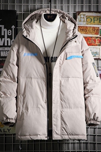 港风ins羽绒服男女同款带帽字母印花白鸭绒 Y5813-P190【特价】图片