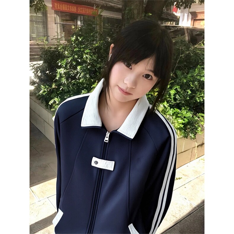 抖音得物品质秋冬美式高街重磅结构拼接织带翻领卫衣夹克外套W113,男装夹克,电商A486