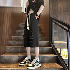 D2040-p45-控68现货风宽松cleanfit牛仔裤七分裤黑暗，男装牛仔裤，星座116