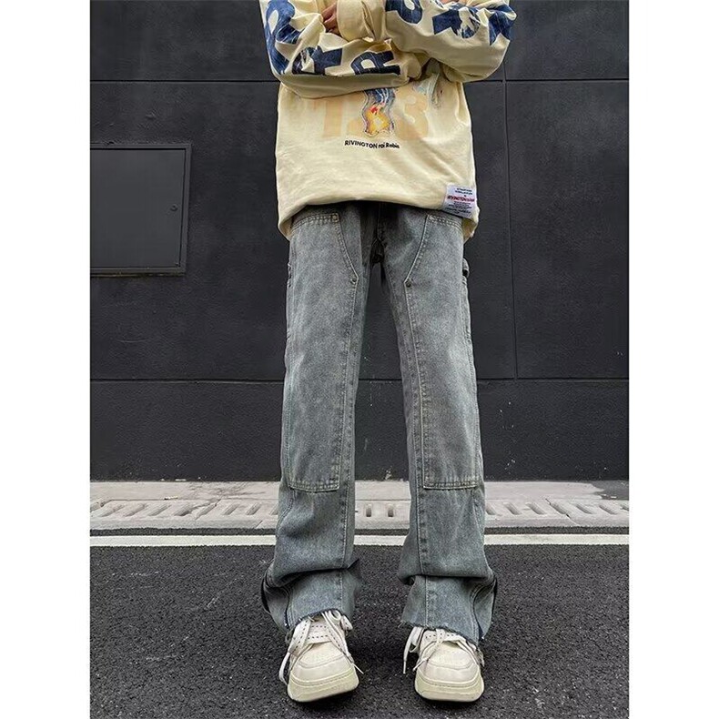 GHF19-P46水洗做旧黄泥色牛仔裤子男款，男装牛仔裤，星座1503-1