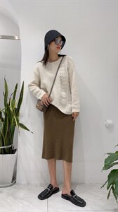 个性纹路斜下摆毛衣,女装针织衫/毛衣,SHANGCHUN·W 汪尚春