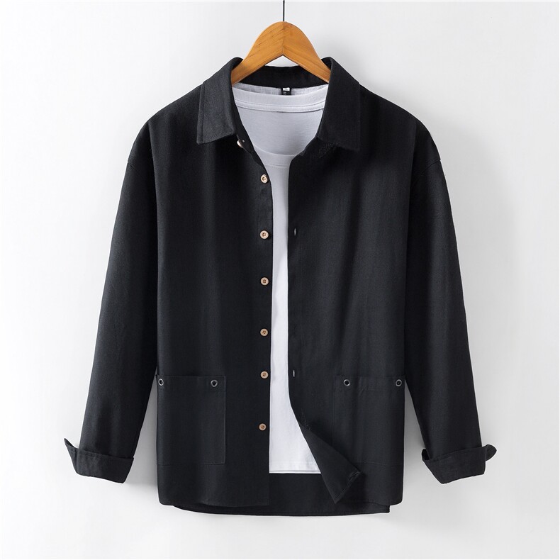 2025春秋款男士休闲衬衫男式棉麻衬衣C08-P25，男装衬衫，星座1502-1