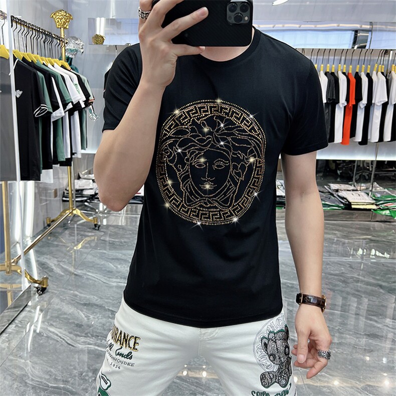 新款时尚高端精品欧货夏季男T恤短袖潮流抖音A227B-A-718-P45图片