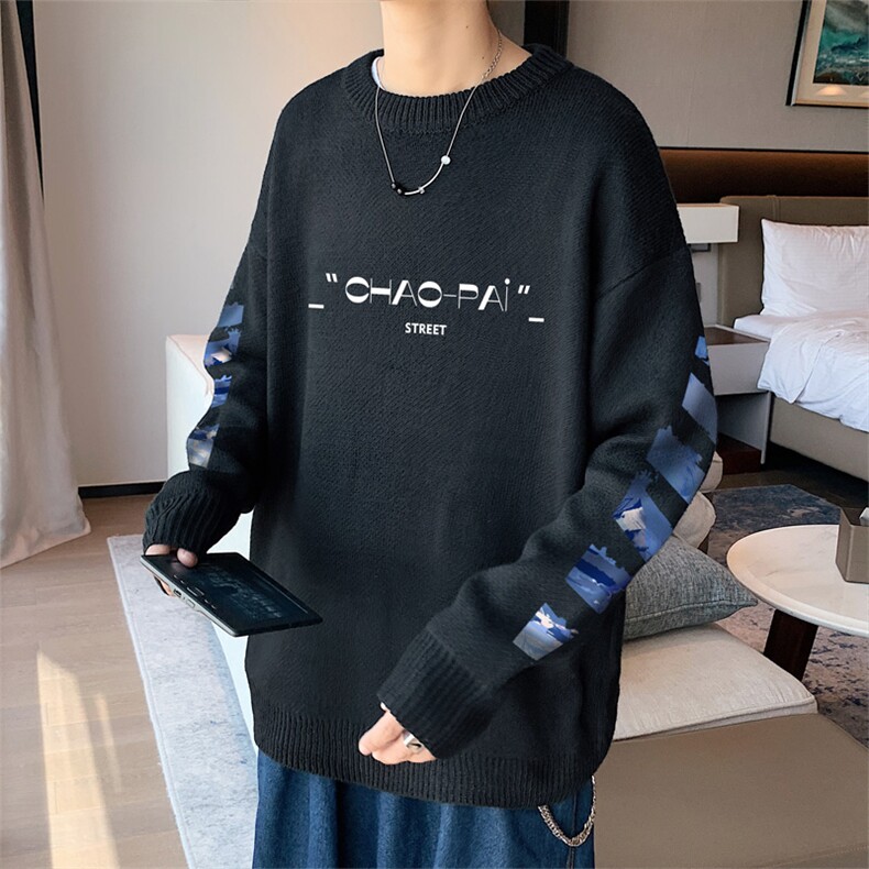 ！2023秋冬新款男士圆领毛衣百搭加厚潮流针织衫外套M813P50，男装针织衫/毛衣，电商B220