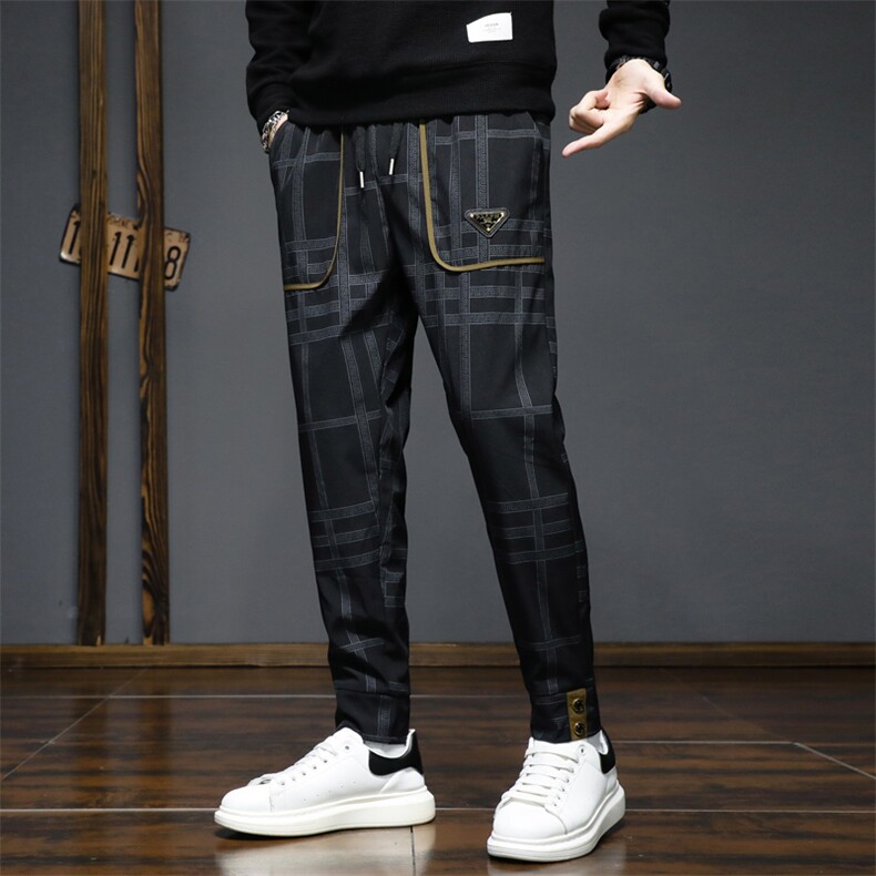 22年秋季新款抖音品质格子直筒休闲裤男百搭长裤子潮K8032-P45,男装休闲裤,星座815-2