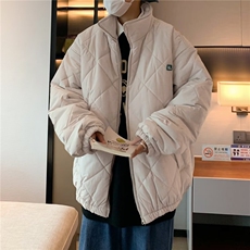 加绒加厚冬款男立领棉衣菱形格贴标面包服保暖棉袄外套MY8003P55，男装棉衣，星座1013-1