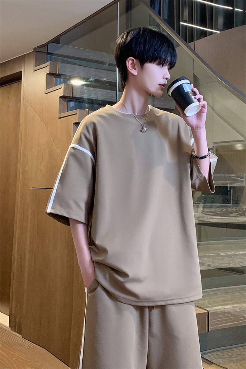 抖音得物品质重磅280克~夏季短袖短裤两件套休闲套装TZ563特P55,男装休闲套装,电商A309