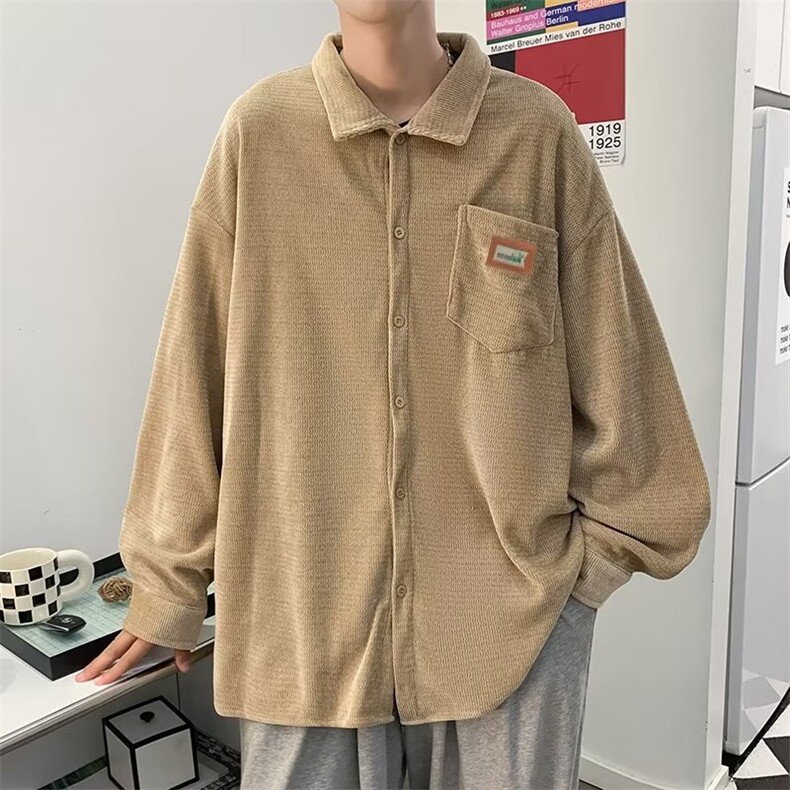 秋季ins灯芯绒长袖衬衫男港风cityboy衬衣高街宽松外套W6247-P35,男装衬衫,星座512-2