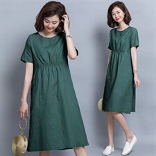2022年夏季时尚潮流舒适简约个性纯色中长款连衣裙，女装连衣裙，阿丹