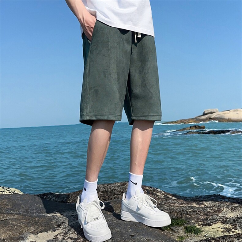 美式麂皮绒短裤男ins夏季宽松直筒篮球运动五分裤休闲DK0636-P35,男装休闲裤,星座308B-2