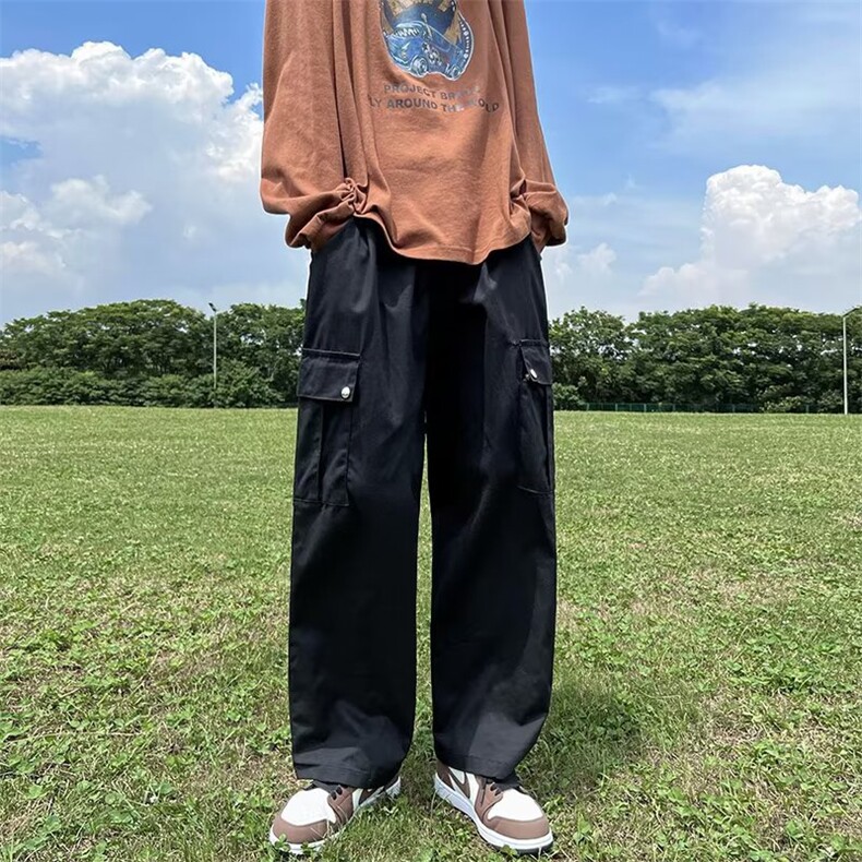工装裤男潮牌ins春秋季抽绳束脚裤子男韩版G83P42图片