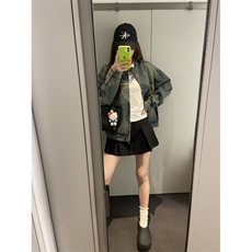 【有货】美式复古垫肩牛仔外套男女款高级感立领夹克JK05CC-特P68，男装夹克，星座1007（原301D）