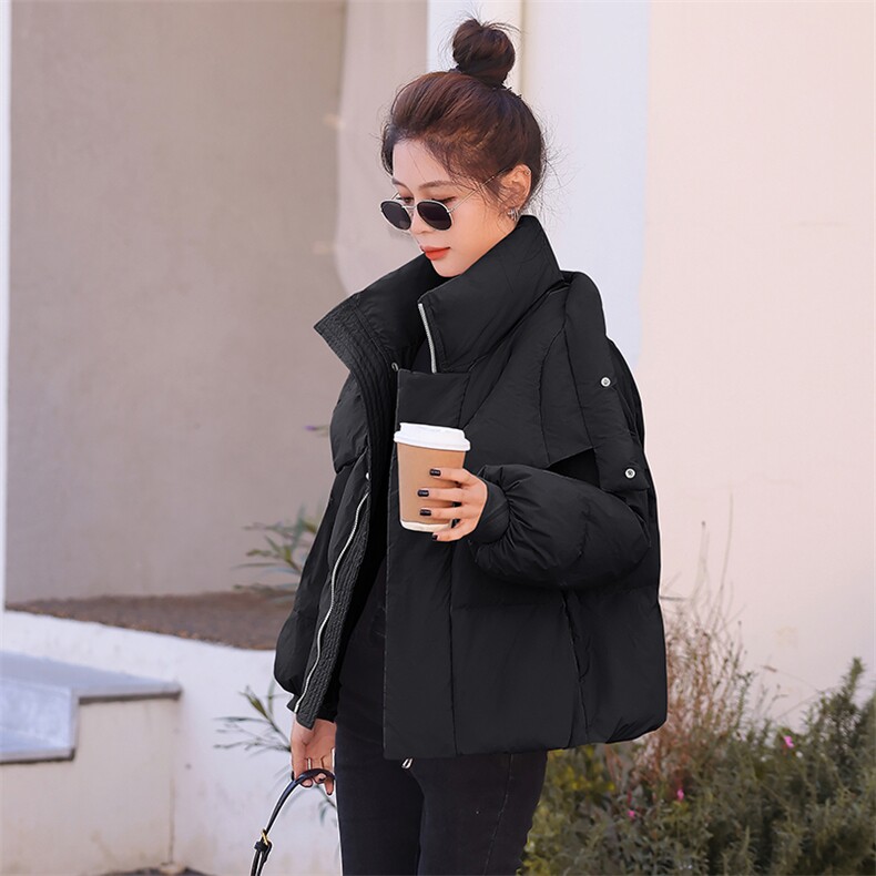 羽绒棉棉服女2024年冬季新款女装时尚休闲韩版连帽立领加厚棉服,女装棉衣/棉服,时尚俏佳人