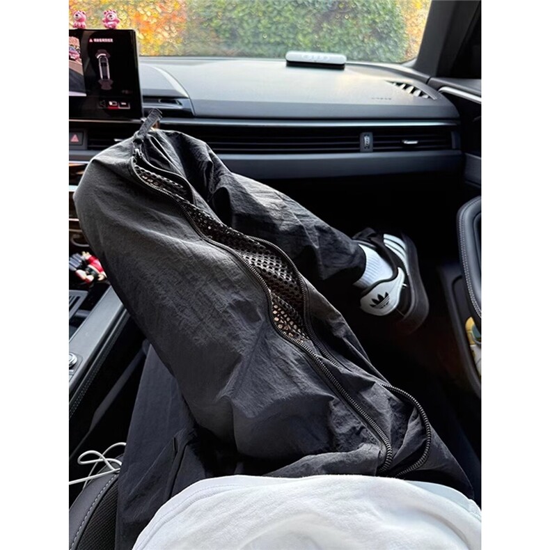 网眼拼接抽绳拉链冲锋裤男女薄款速干防水降落伞兵宽松直筒休闲裤，男装休闲裤，星座1210-1