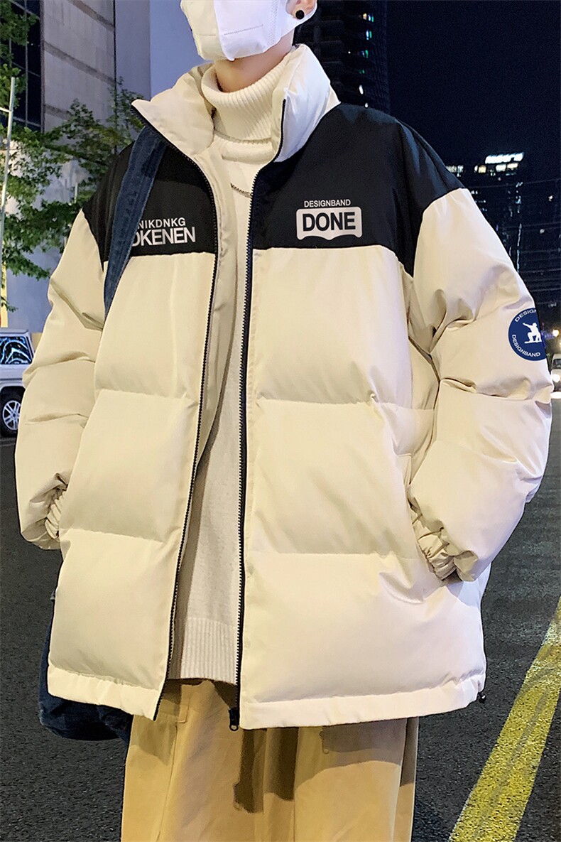 港风宽松加厚撞色简约字母北面棉衣棉服外套MY6250特价P85控138,男装棉衣,电商A268A