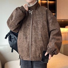 座山雕男装冬季美式加绒加厚夹棉皮衣外套潮情侣款XZ102B-1P115，男装皮衣，星座102B-1