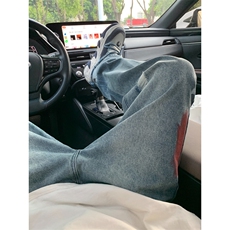 【网图】复古蓝泼墨破洞牛仔裤男款夏季美式vibe裤子KNZ01CC-P48，男装牛仔裤，星座1007（原301D）