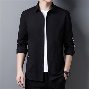 高端纯棉长袖男士宽松工装外套春秋青年韩版潮流衬衫 XY727-P60,男装衬衫,星座1105-3